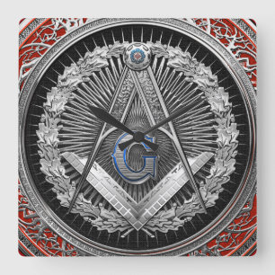 Relógio Quadrado [200] Master Mason - Silver Square & Compass