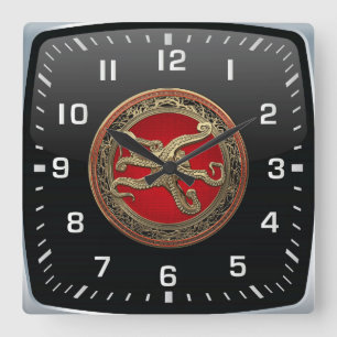 Relógio Quadrado [200] Polvo Dourado Sagrado na Postura Defensiva