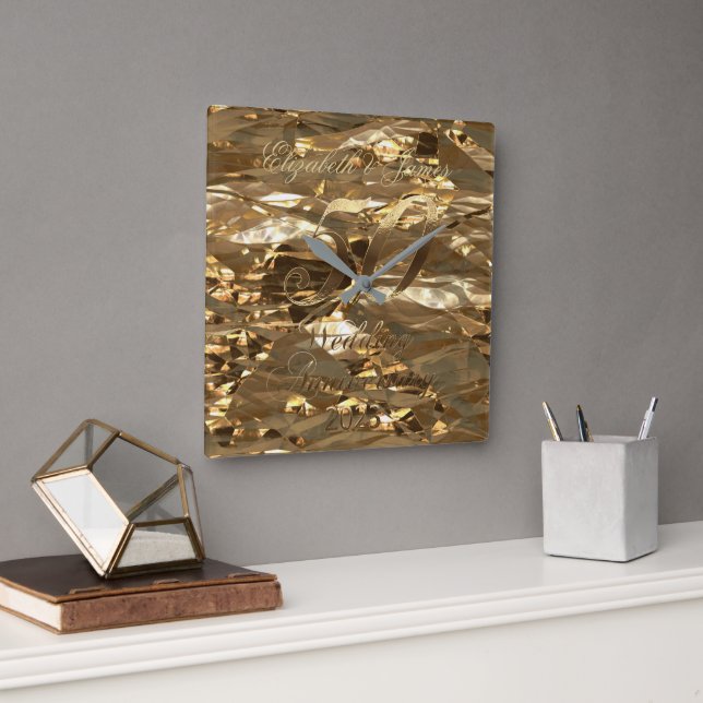 Relógio Quadrado 2023 Casamento de Ouro de aniversário de casamento (Escritório)