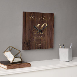 Relógio Quadrado 2023 Casamento Rustic Ruby 40º Aniversário dos Pai