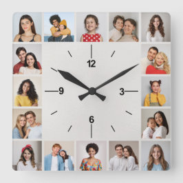 Relógio Quadrado 20 Folha Branca Metálica de Colagem de Fotos