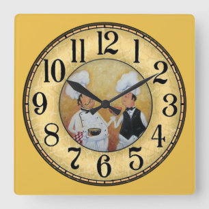 Relógio Quadrado 2 Vintage Chefs