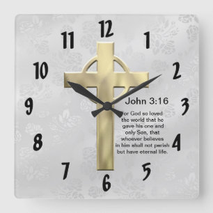 Relógio Quadrado 3:16 de John (branco)