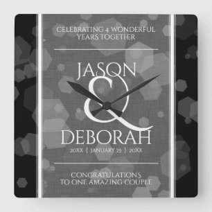 Relógio Quadrado 4.ª Celebração do Aniversário do Casamento Linen