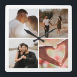 Relógio Quadrado 4 Colagem personalizada de fotos personalizada<br><div class="desc">Crie um relógio personalizado personalizado personalizado de 4 Fotografias exclusivo personalizado de Ricaso</div>
