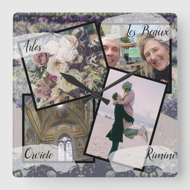 Relógio Quadrado 4 Fotos HoneyMoon Steampunk (Frente)