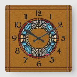 Relógio Quadrado 4 pássaros apedrejam o mosaico