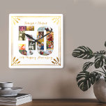 Relógio Quadrado 50ª Foto Dourada de Arte do Aniversário do Casamen<br><div class="desc">Crie seu próprio relógio exclusivo do 50º aniversário de casamento com algumas de suas fotos favoritas dos últimos 50 anos. Este elegante design branco e dourado apresenta uma colagem de fotos em forma de número 50 com uma estrutura de estilo de deco artístico e uma tipografia de script de ornamentado....</div>