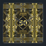 Relógio Quadrado 50º aniversário Art Deco Dourado Excelente Negro G<br><div class="desc">Comemore seu aniversário de marco em estilo com este design ao estilo exclusivo do Art Deco, inspirado no Excelente Gatsby, com formas geométricas em ouro brilhante sobre fundo preto. Uma elegante, elegante, neutra em termos de gênero parece perfeita para comemorar aquele aniversário especial com o gosto impregnada de jazz dos...</div>