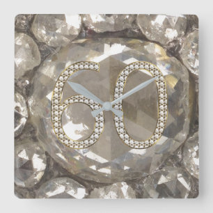 Relógio Quadrado 60th Casamento de diamante 2017 do aniversário