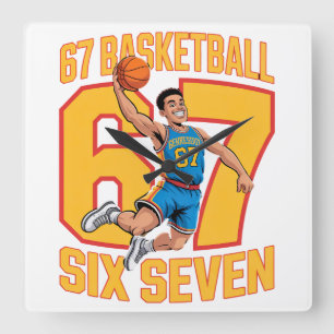 Relógio Quadrado 67 Basquete Seis Sete