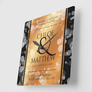 Relógio Quadrado 7o 2ò 49th aniversário de casamento de cobre