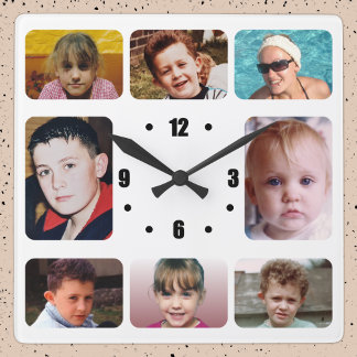 Relógio Quadrado 8 photo black white