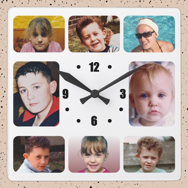 Relógio Quadrado 8 photo black white (Criador carregado)