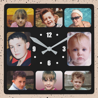 Relógio Quadrado 8 photo white black