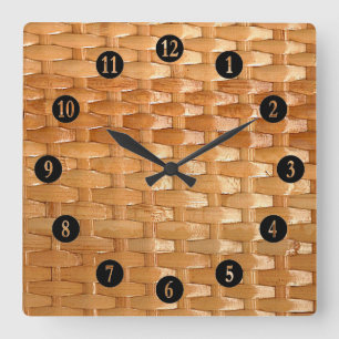 Relógio Quadrado A aparência de Lacquer Wicker Basketweave Textura