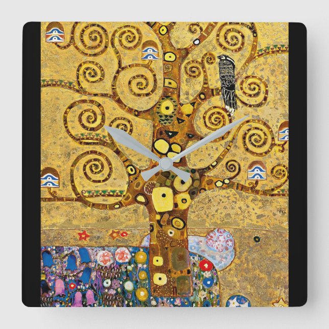 Relógio Quadrado "A árvore da vida", Gustav Klimt (Frente)