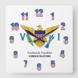 Relógio Quadrado A bandeira americana do caribe do paraíso de USVI