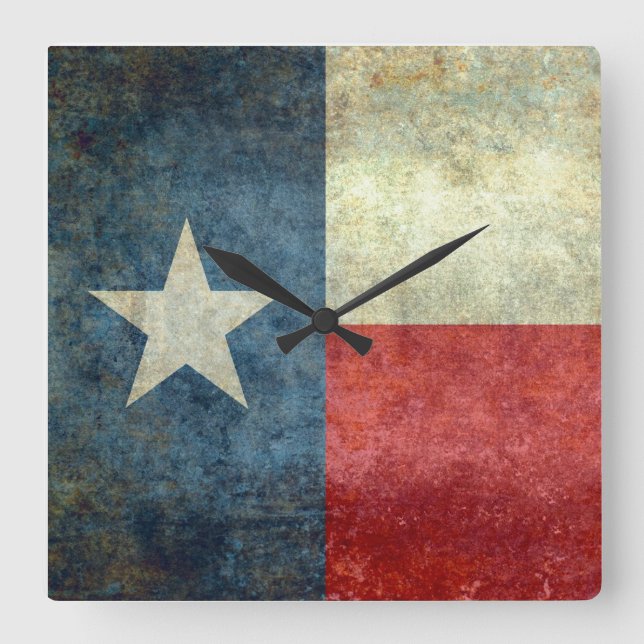 Relógio Quadrado "A bandeira solitária da estrela" de Texas (Frente)