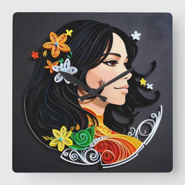 Relógio Quadrado A Beleza de uma Madame. (Frente)