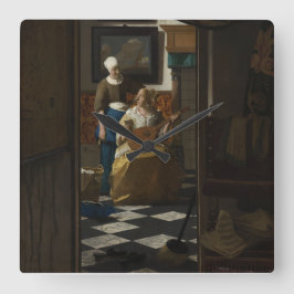 Relógio Quadrado A carta de amor por Johannes Vermeer