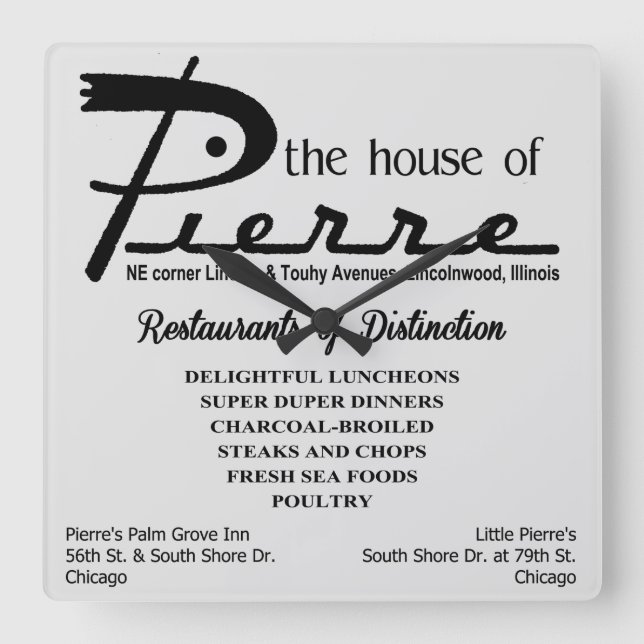Relógio Quadrado a casa de Pierre, Lincoln & Touhy, Lincolnwood, (Frente)