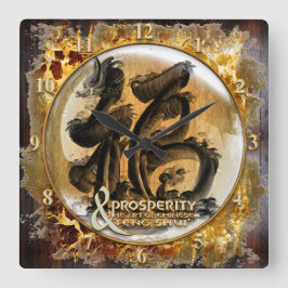 Relógio Quadrado A CONEXÃO DA PROSPERIDADE: Arte do Fengshui chinês