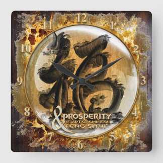 Relógio Quadrado A CONEXÃO DA PROSPERIDADE: Arte do Fengshui chinês