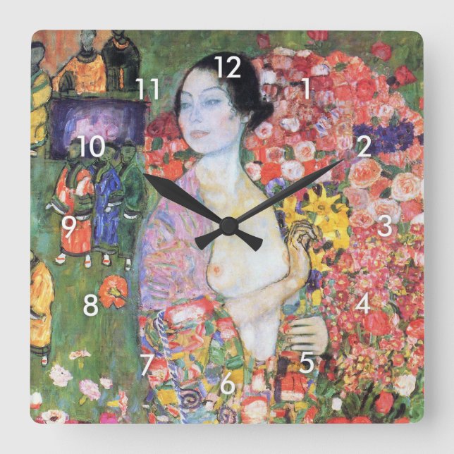 Relógio Quadrado A Dançarina, Gustav Klimt (Frente)