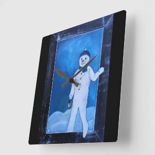 Relógio Quadrado A Fuga do Boneco de Neve Pintura por Alfred Fox