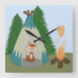 Relógio Quadrado A Ilustração da Raposa Única