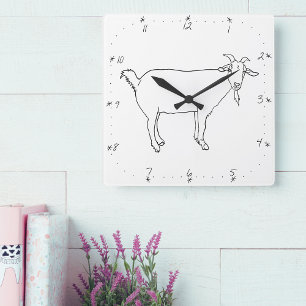 Relógio Quadrado A lápis simples arte animal subtil da cabra bonit