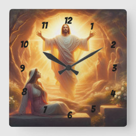 Relógio Quadrado A Luz da Ressurreição: Jesus Cristo Ressuscita