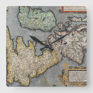 Relógio Quadrado A Map of Great Britain 1587