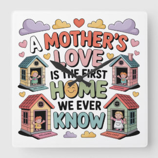 Relógio Quadrado A Mother's Love Is The First Home We Ever Know