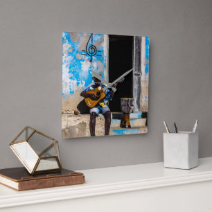 Relógio Quadrado A música é o remédio da mente