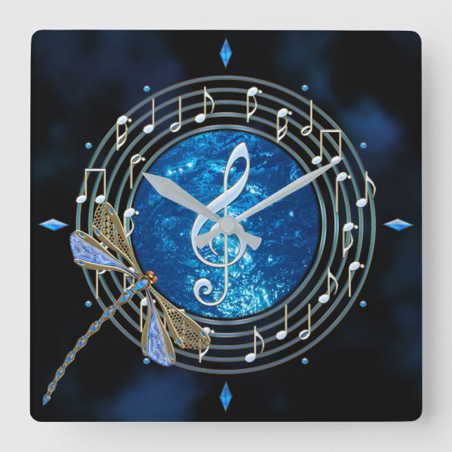 Relógio Quadrado A música nota o pulso de disparo (Frente)