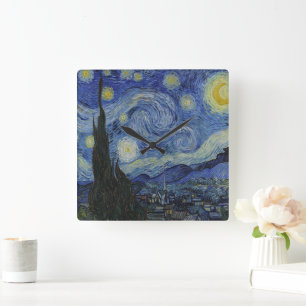 Relógio Quadrado A Noite Estrelada de Van Gogh