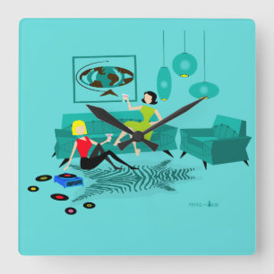 Relógio Quadrado A noite retro das meninas no pulso de disparo de