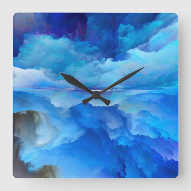 Relógio Quadrado A nuvem abstrato do SlipperyJoe trabalho de arte c (Frente)