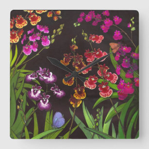Relógio Quadrado A orquídea equitante de Tolumnia Oncidium floresc