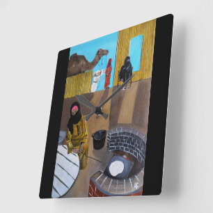 Relógio Quadrado A Pintura As Mulheres Beduínas por Alfred Fox