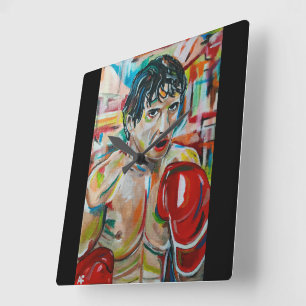 Relógio Quadrado A Pintura O Boxeador por Alfred Fox