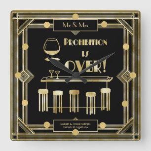 Relógio Quadrado A Proibição De Arte Deco Está Sobre O 1920 Negro D