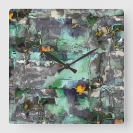 Relógio Quadrado A rocha virtual colorida predominou cinzas em verd
