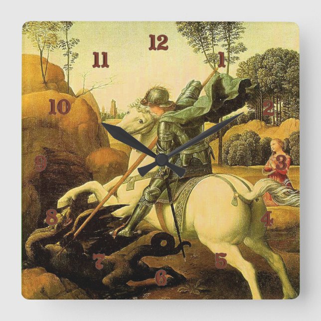 Relógio Quadrado A "Rua George e o Dragão" de Raphael (cerca de 150 (Frente)