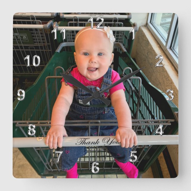 Relógio Quadrado A sua fotografia bloqueia com a sua imagem ou elim (Frente)