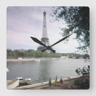 Relógio Quadrado A Torre Eiffel. Paris, cerca de 1960.
