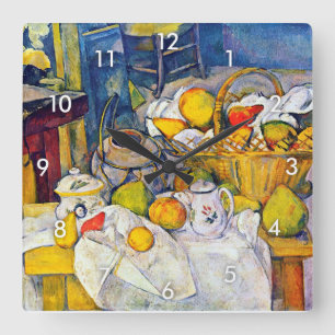 Relógio Quadrado A vida com Fruta, Paul Cezanne