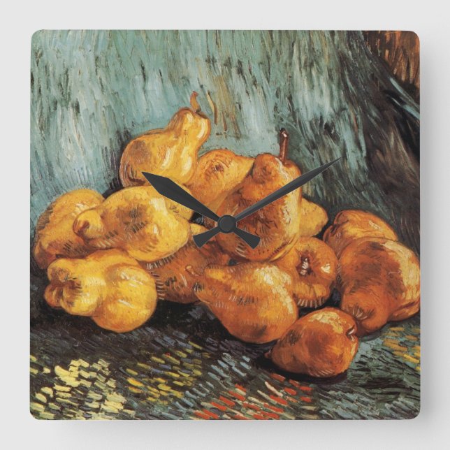 Relógio Quadrado A vida com o Quince Pears de Vincent van Gogh (Frente)